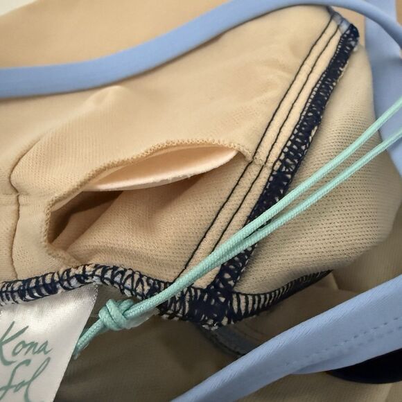 Kona Sol Women's Colorblock Blue Navy Cut Out One Piece Swimsuit NEW! - Picture 5 of 11